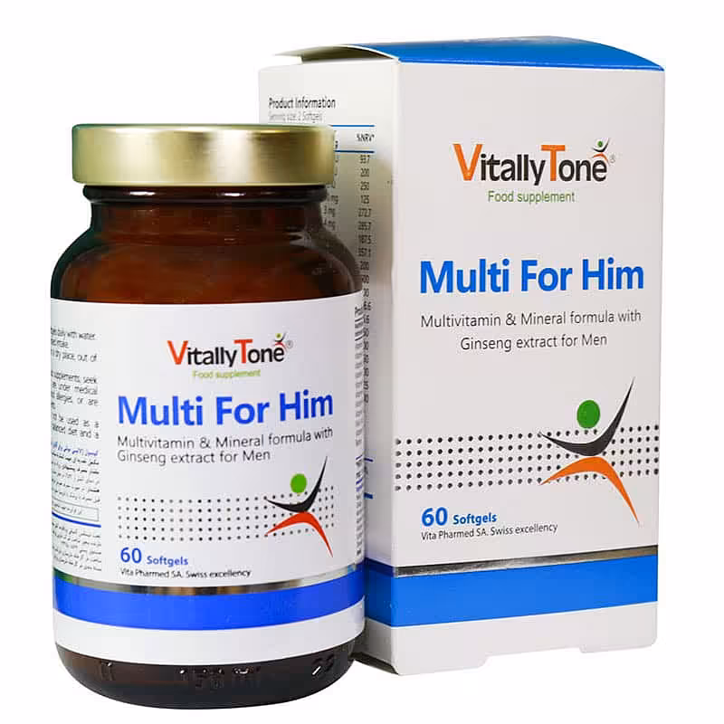 قیمت خرید اینترنتی مولتی فور هیم مخصوص آقایان ویتالی تون 60 عدد داروخانه آنلاین فارموکسین