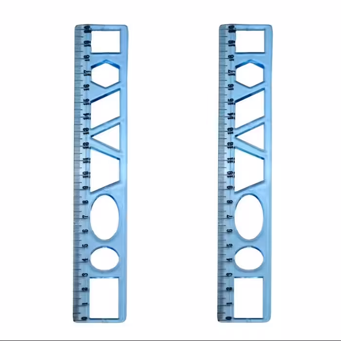 خط کش 20 سانتی متری مدل شابلون دار کد 007 بسته 2 عددی 