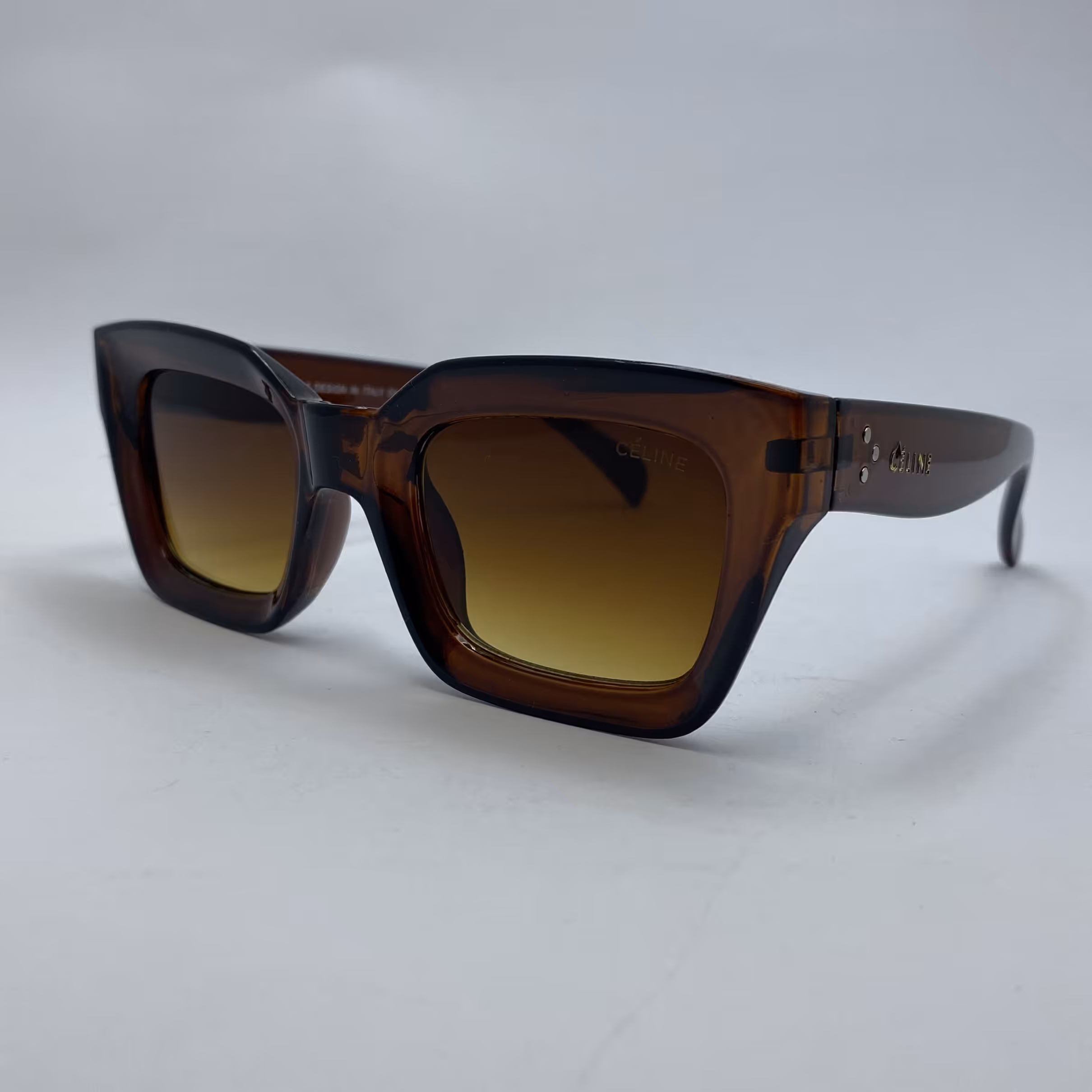 عینک CELINE قهوه ای محافظ کامل UV400 زنانه و مردانه به همراه کاور و دستمال نانو 