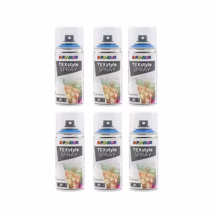 اسپری رنگ پارچه آبی دوپلی کالر مدل TEXstyle حجم 150میلی لیتر مجموعه 6 عددی