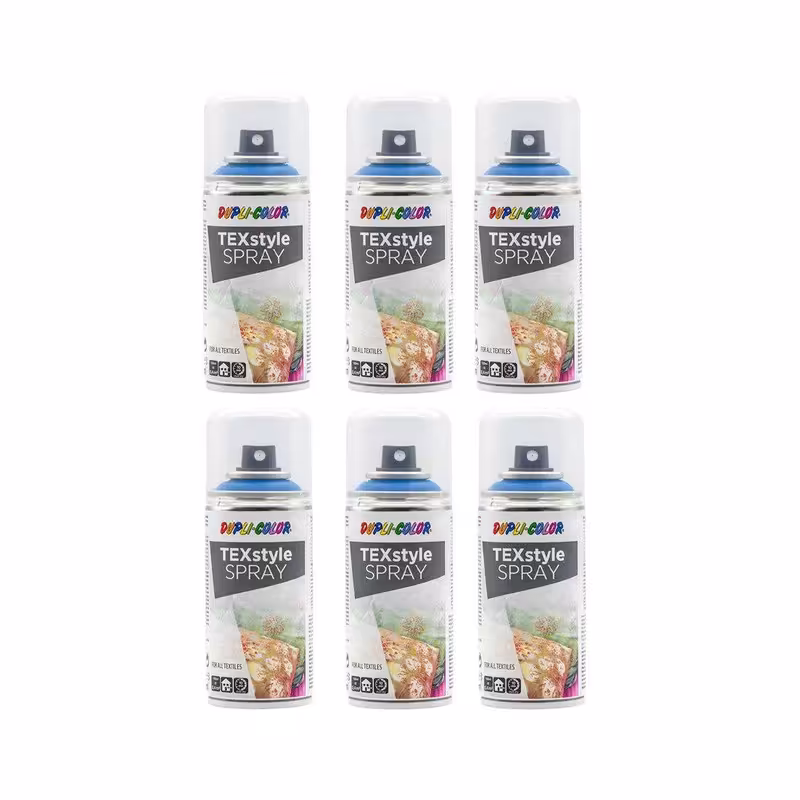 اسپری رنگ پارچه آبی دوپلی کالر مدل TEXstyle حجم 150میلی لیتر مجموعه 6 عددی
