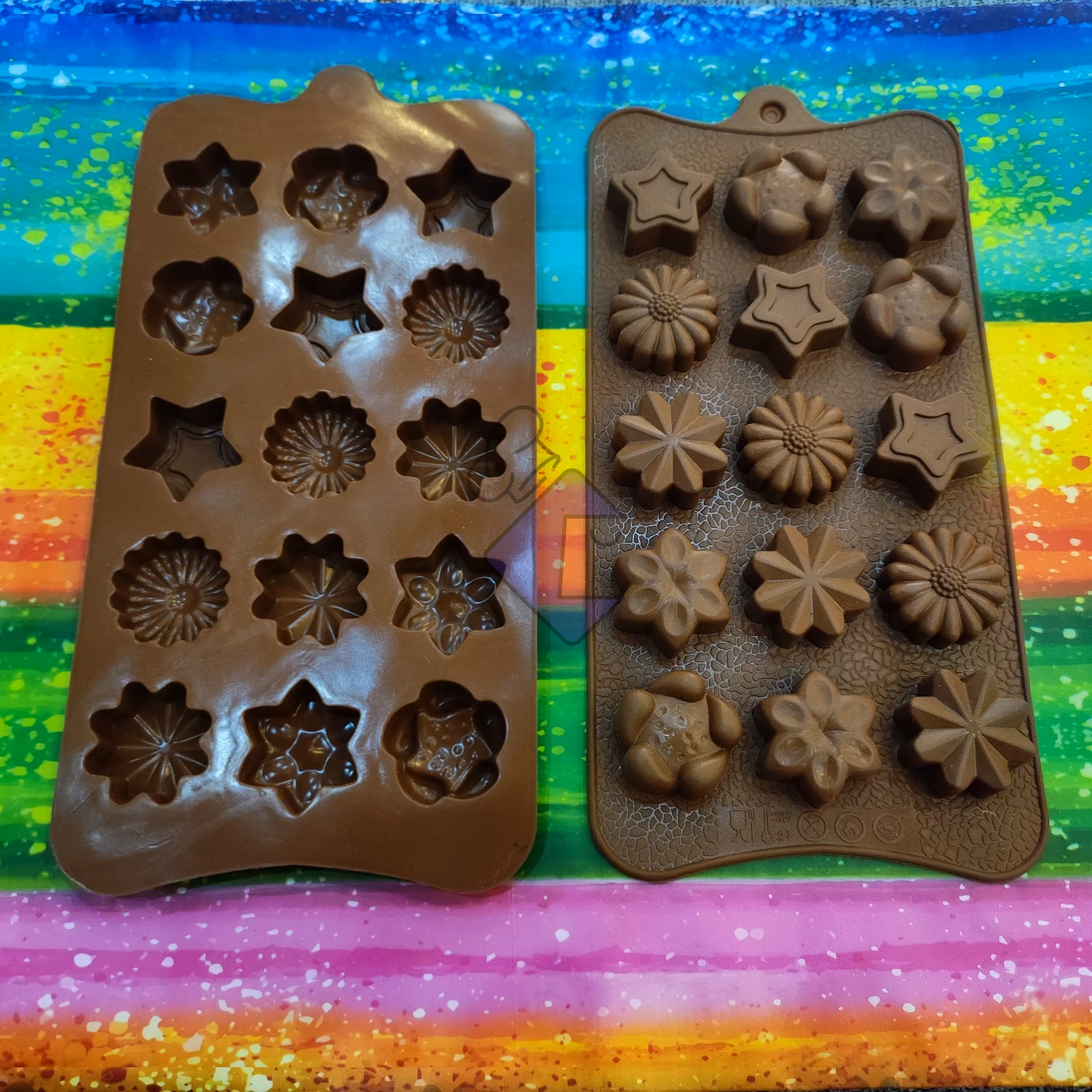 قالب شکلات و پاستیل سیلیکونی مدل ستاره و گل
