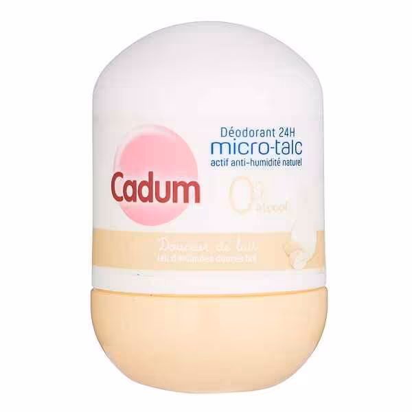 مام رول ضد تعریق ارگانیک میکرو تالک کادوم CADUM شیر بادام حجم 50 میل | بدون الکل، نمک آلومینیوم، عطر، پارابن