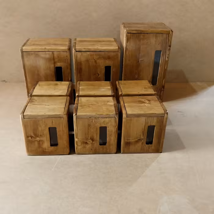 پا سماوری چوبی 9 تیکه   بانکه قند و شکر و حبوبات