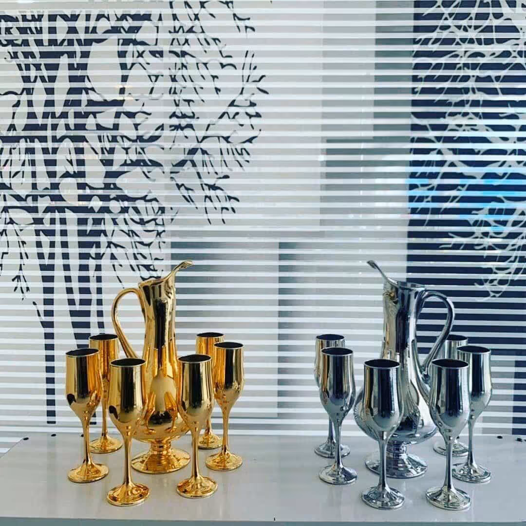پارچ ولیوان طلایی ونقره ای 