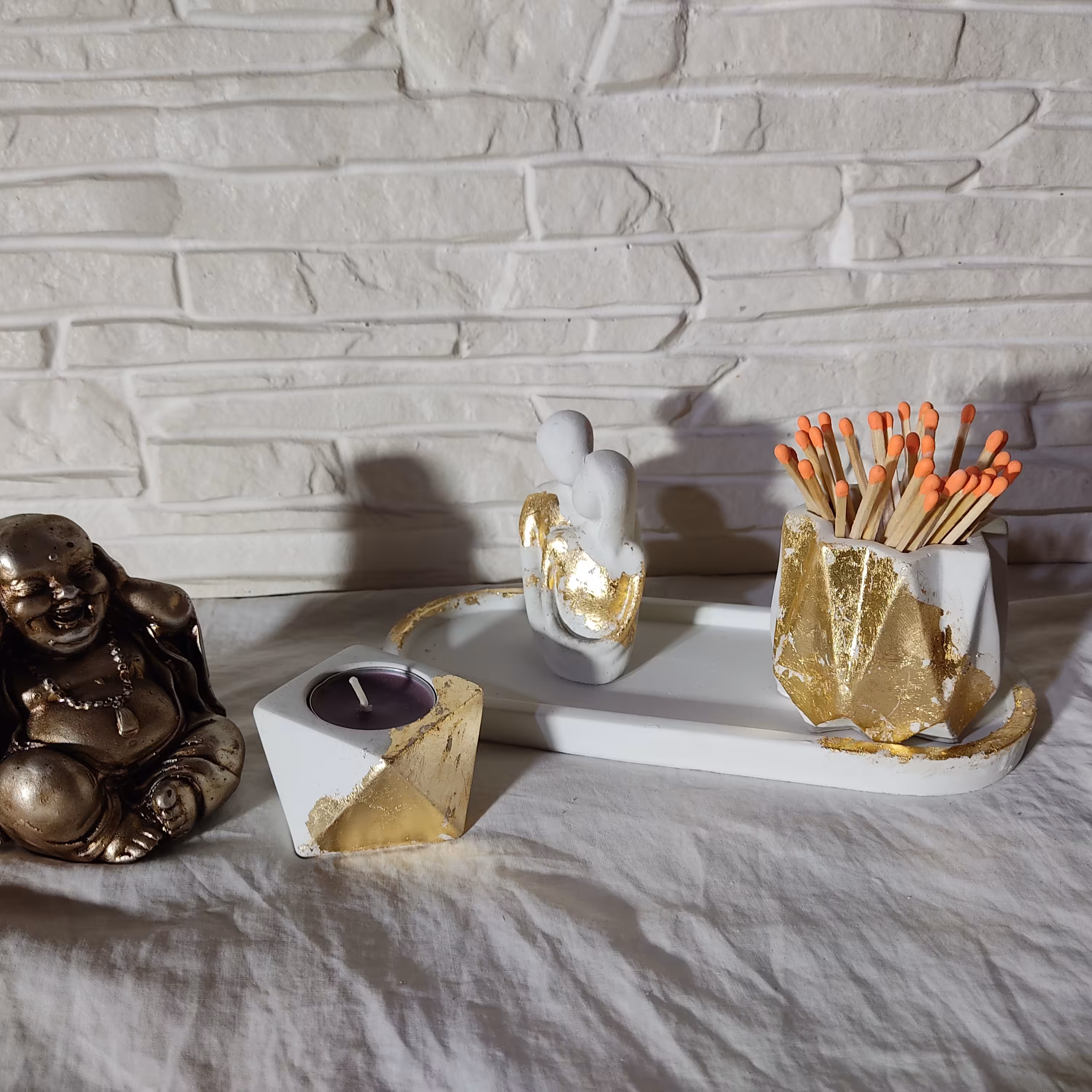 دکوری سنکی .اکسسوری.سنگ مصنوعی.جا شمعی.