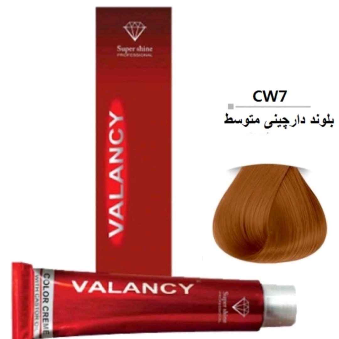 رنگ مو ولنسی بلوند دارچینی متوسط CW7 حجم 100میل حاوی کراتین حاوی ویتامین C