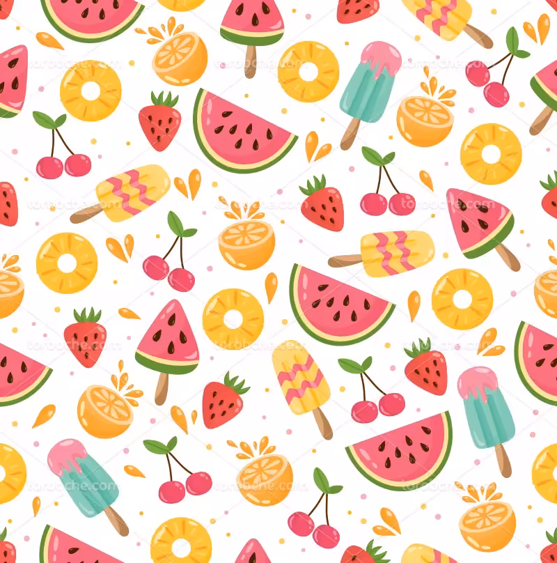 وکتور پترن میوه تابستانه | گرافیک با طعم تربچه