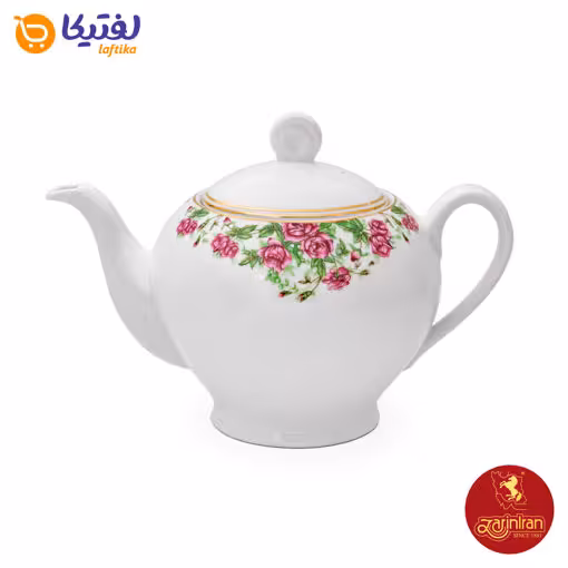 قوری چینی زرین ایتالیا اف طرح بیدگل سایز 8 - گل سرخی