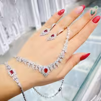 سرویس کامل نقره عینا جواهر آبکاری و روکش طلا سفید 