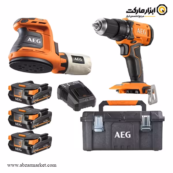 کیت دو دستگاه سنباده لرزان گرد و دریل چکشی شارژی آاگ مدل BSB 18G4   BEX18-125