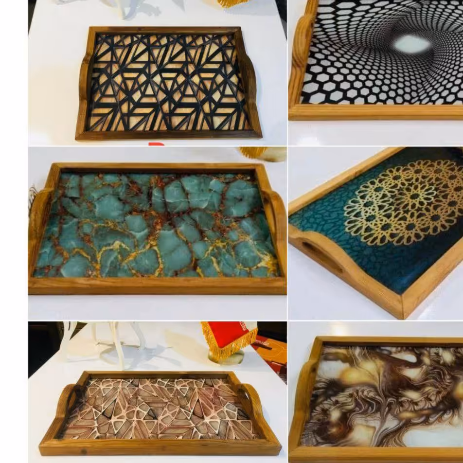 سینی چوبی سایز 25در35 یک عددی (جنس چوب و شیشه)