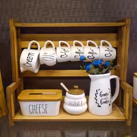 سرویس صبحانه خوری استنددار  10پارچه با چوب کاملا قابل شستشو