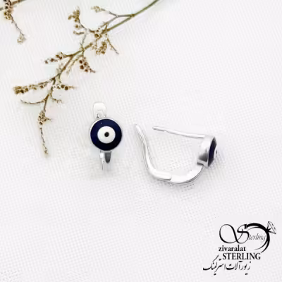 گوشواره کلیپسی چشم نظر با نقره 925 کد 13188