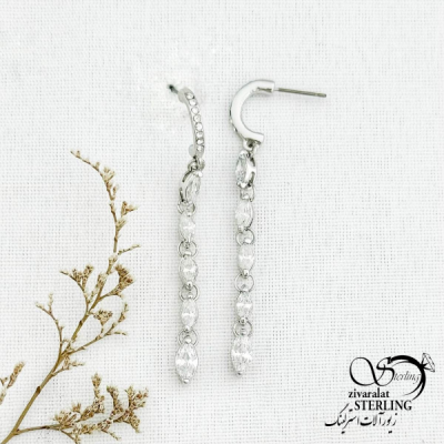گوشواره مجلسی آویز نگین دار کد 12669
