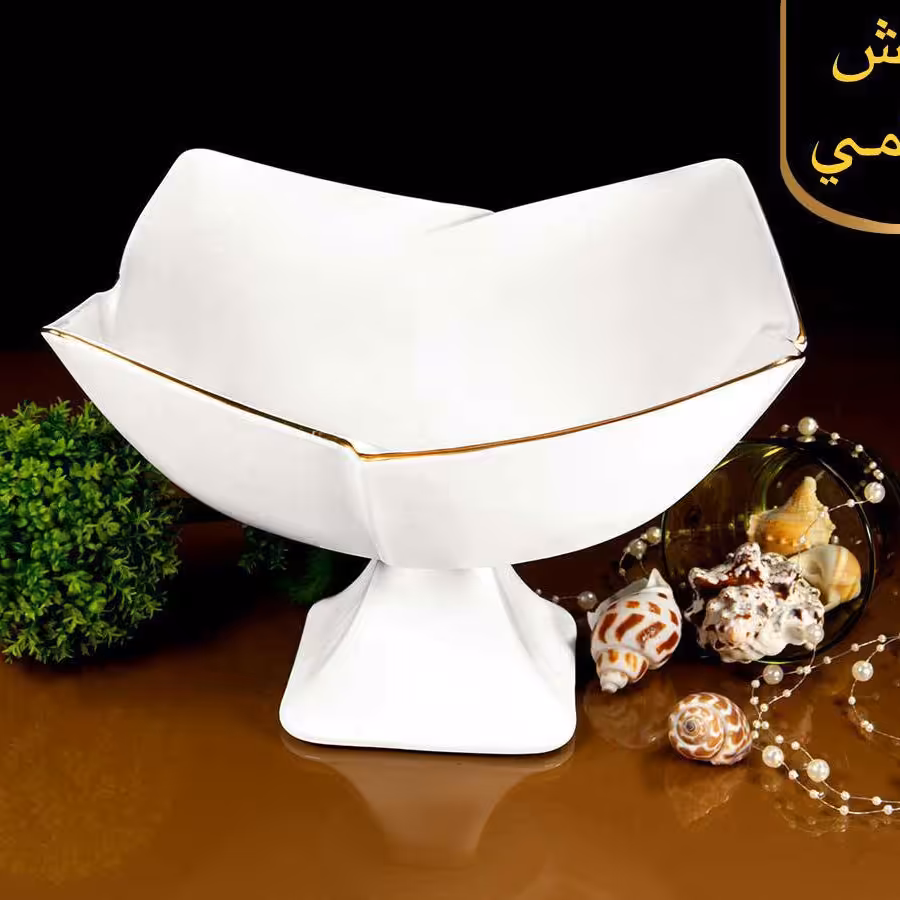 کاسه میوه خوری پایه دار لاله لب طلا