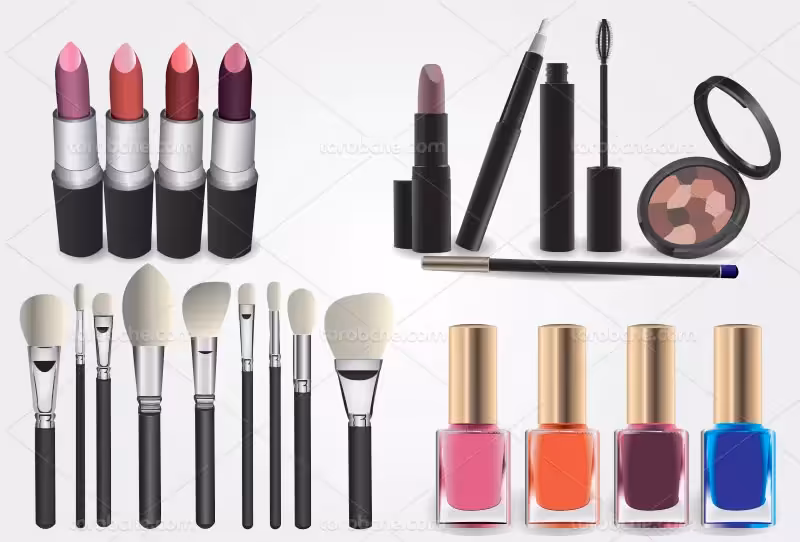 فایل وکتور لوازم آرایشی رنگی | گرافیک با طعم تربچه
