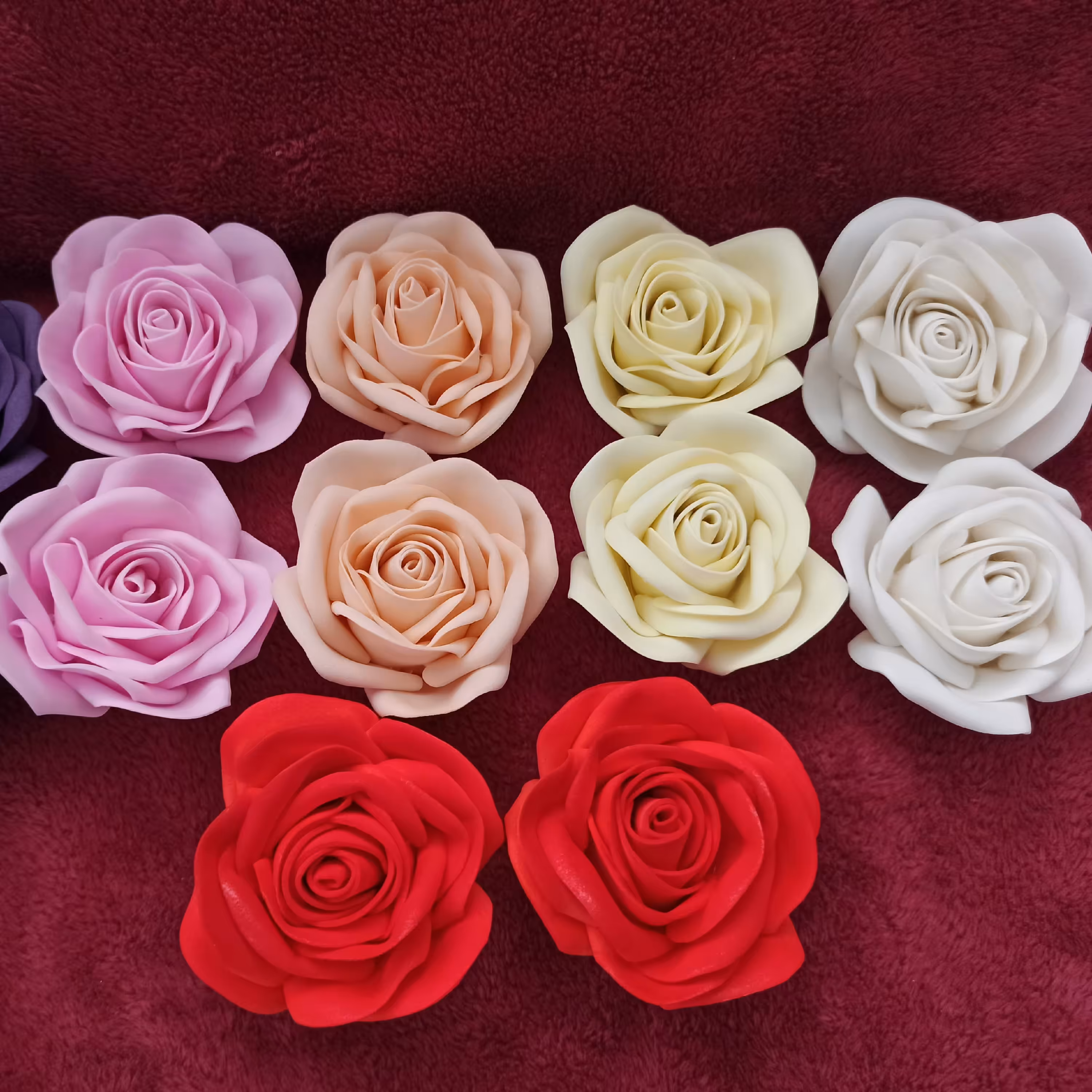 سرگل مصنوعی رز فومی  ( پک 10 عددی) مناسب دسته گل باکس گل تزیینات 