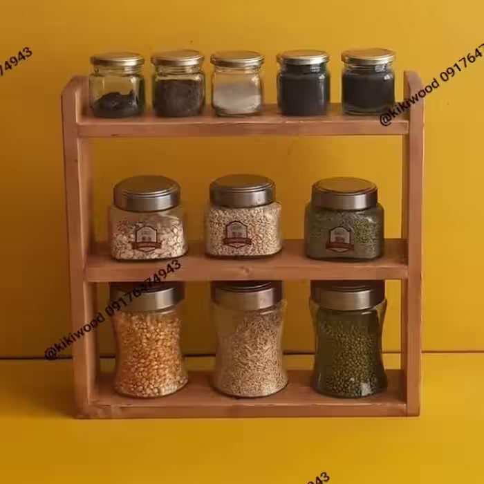 استند رومیزی آشپزخانه چوبی روستیک 