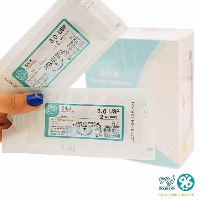 نخ بخیه سیلک 3/0 سه صفر با سوزن ریورس کات