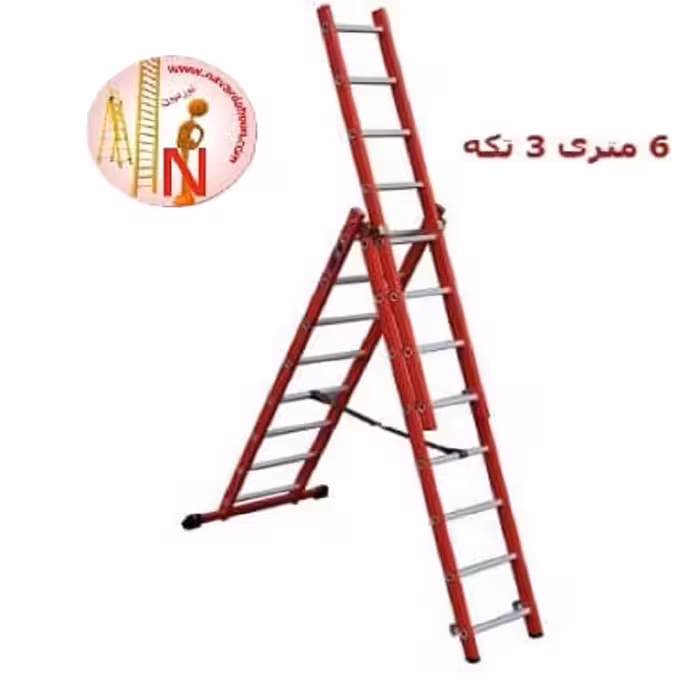 نردبان 6 متری 3 تکه آلوم راد کد 505 