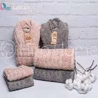 حوله ست دو نفره لاوین ونتو رنگ سنگی و کالباسی