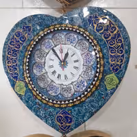 ساعت قلبی خاتم کاری با صفحه ی مینا  سایز متوسط