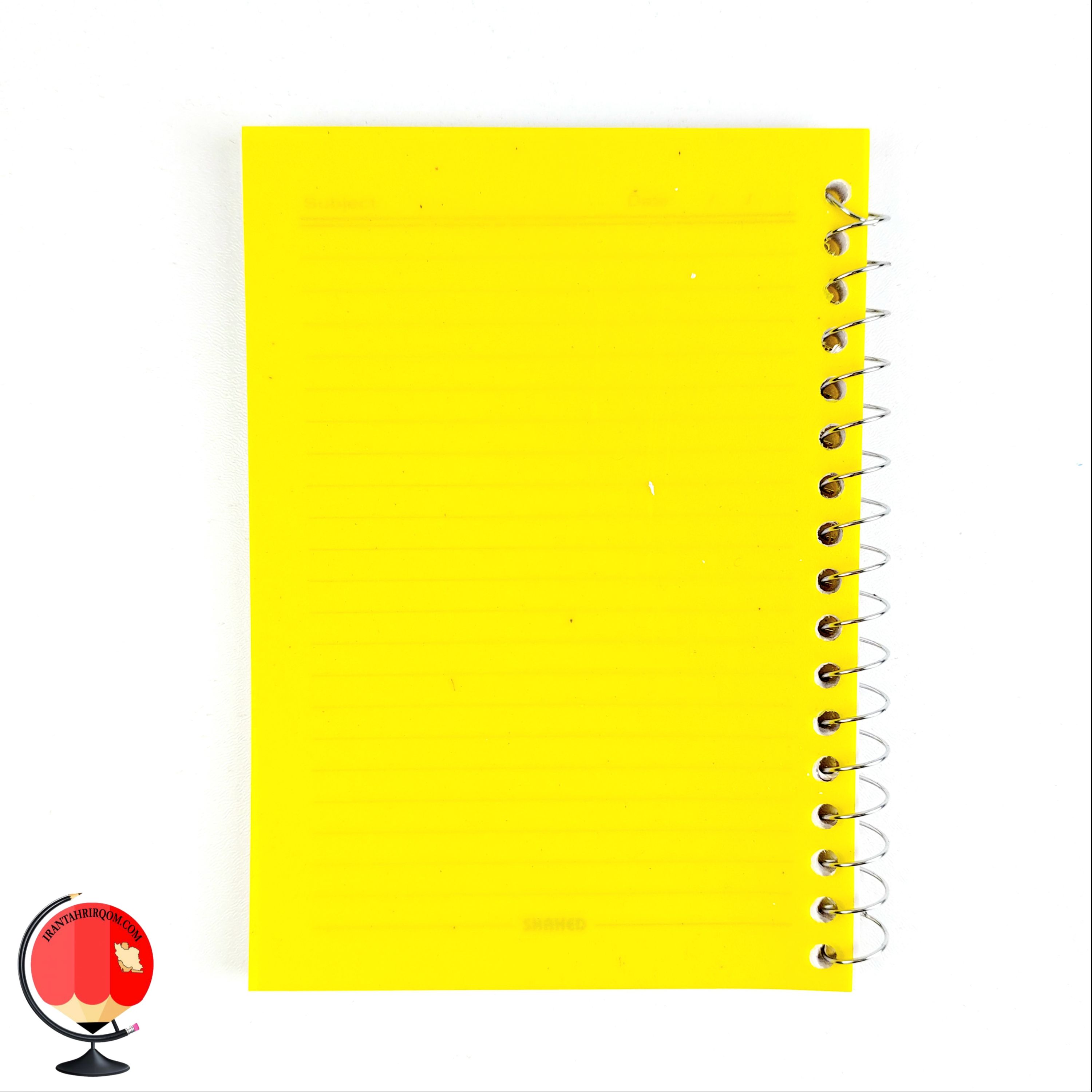 دفترچه یادداشت 60 برگ شاهد سیمی جلد طلقی زرد کد 25712