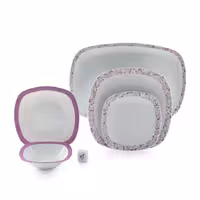 سرویس چینی زرین 6 نفره غذاخوری ولوت صورتی (27 پارچه)
