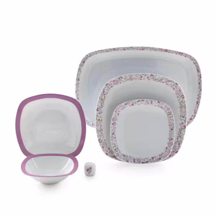 سرویس چینی زرین 6 نفره غذاخوری ولوت صورتی (27 پارچه)