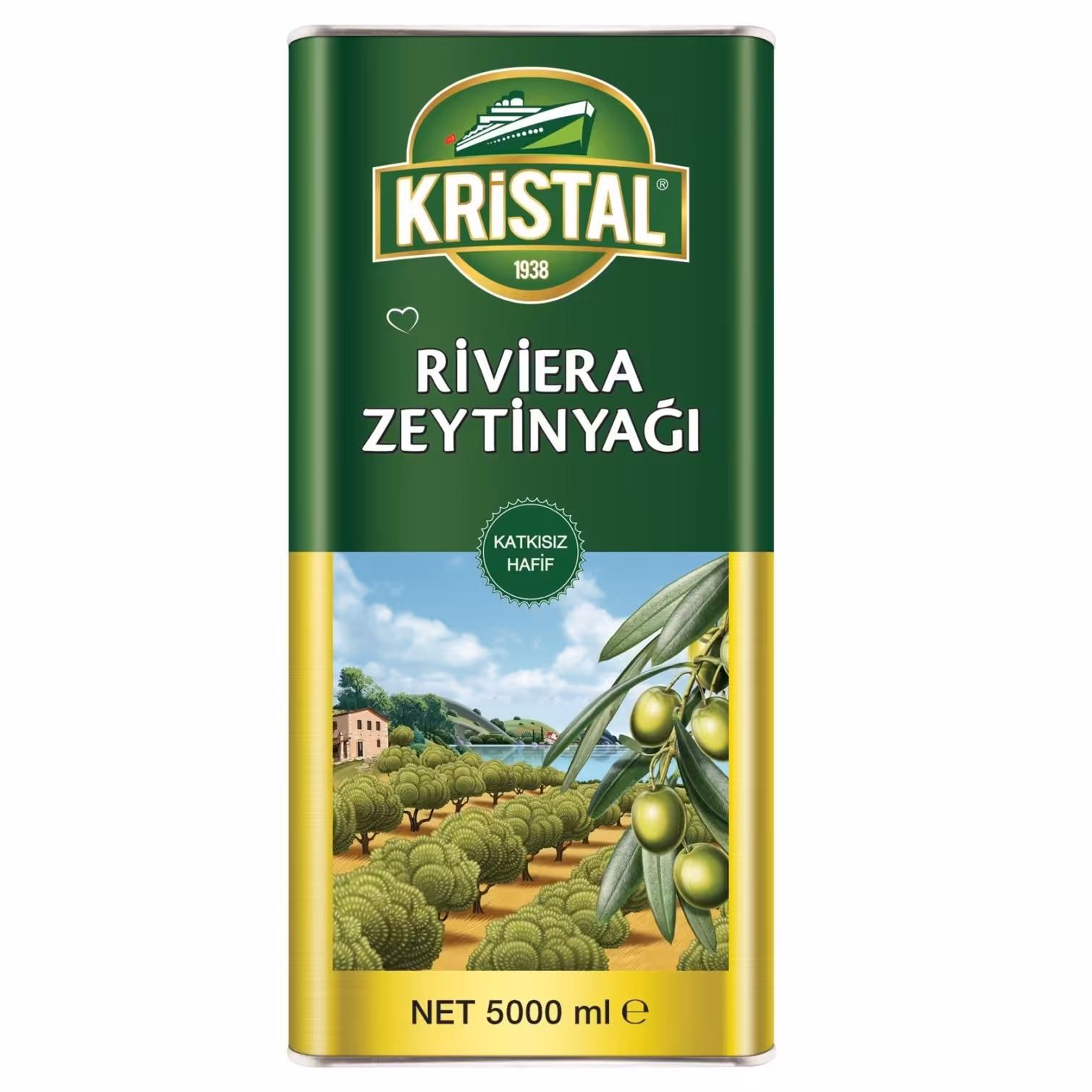 روغن زیتون KRISTAL کریستال اصل بدون بو طلایی 5 لیتری