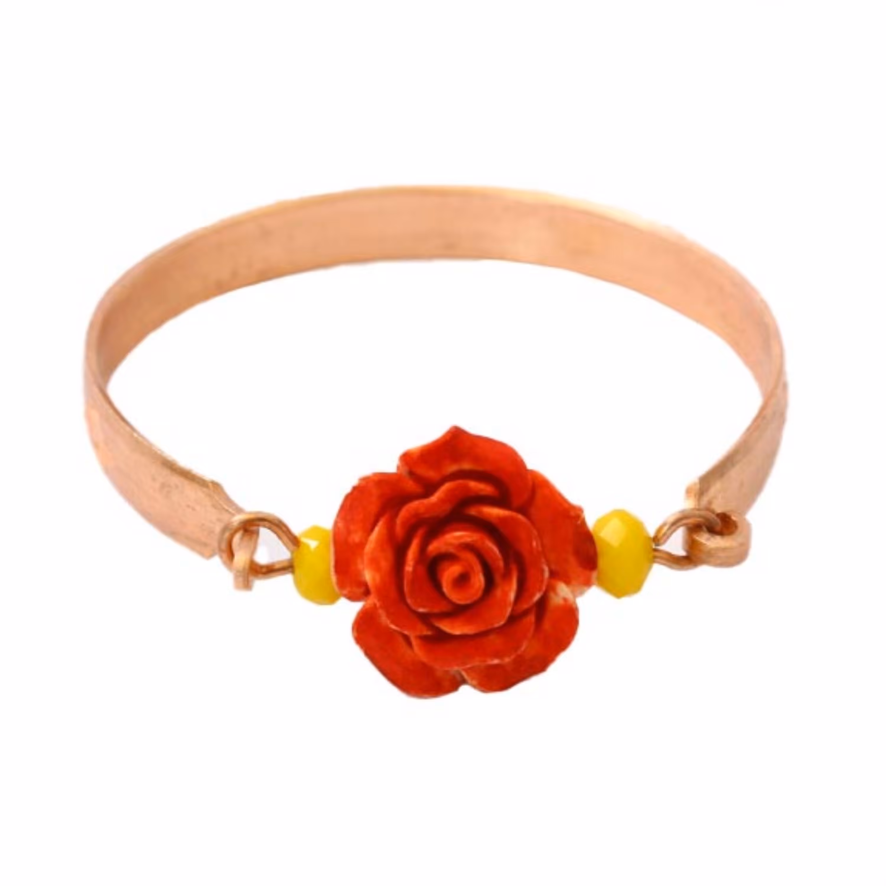 دستبند مسی گل قرمز کد JW255