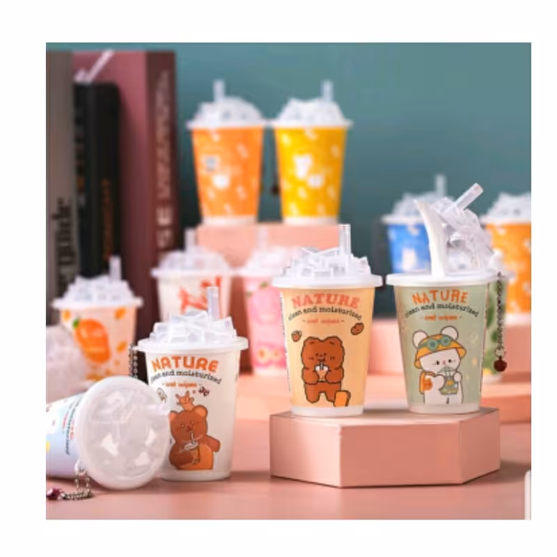 دستمال مرطوب طرح آبمیوه ای نی دار