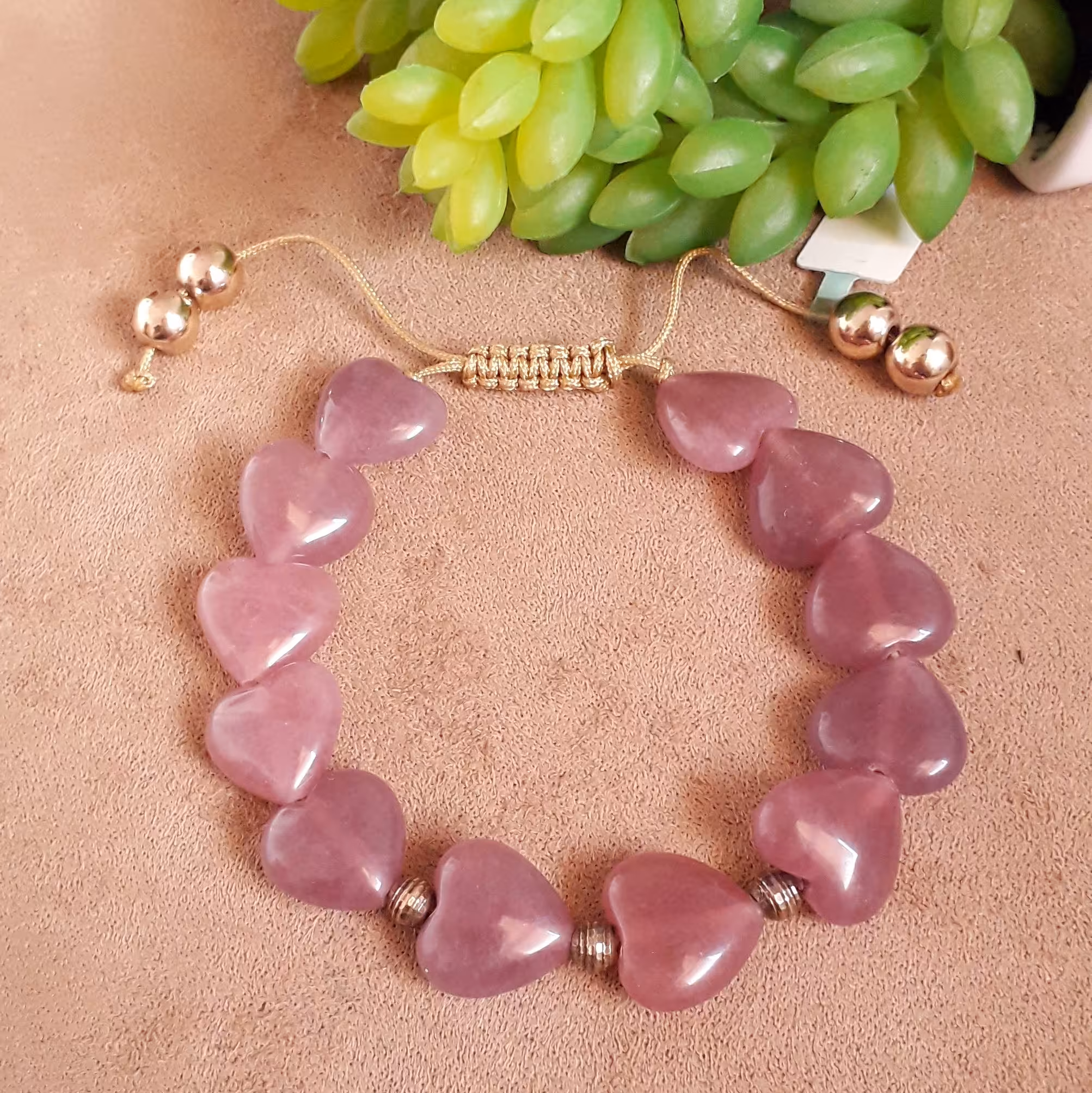 دستبند سنگ جید طرح قلب