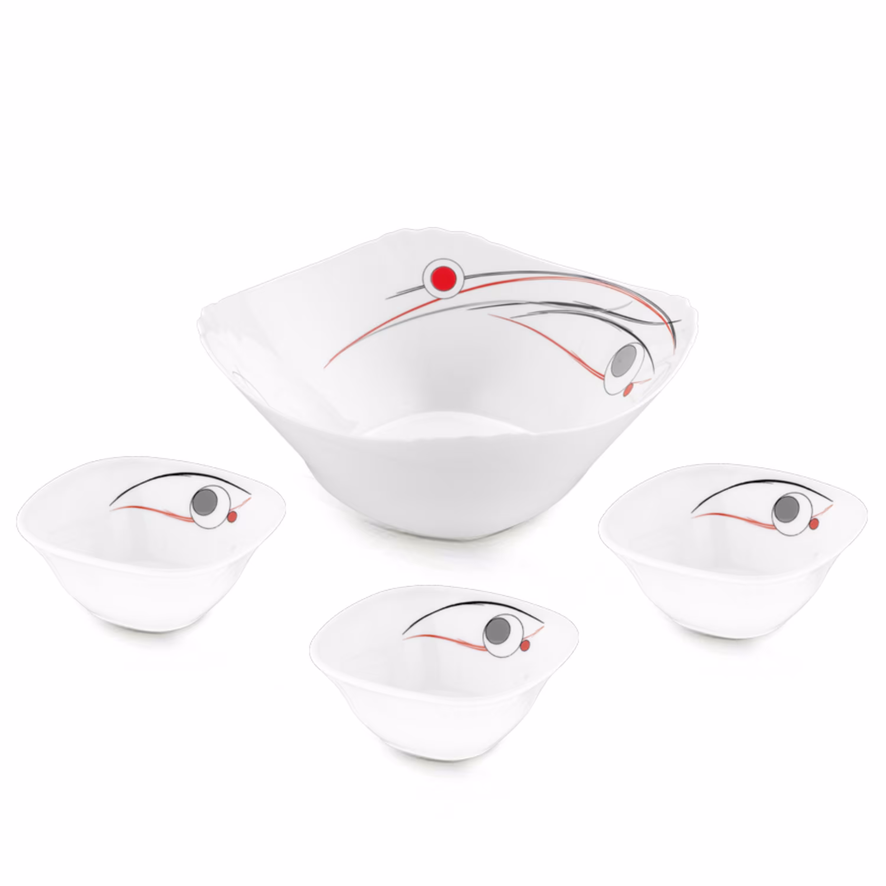 ست انار خوری 7 پارچه طرح ملینا قرمز مربع