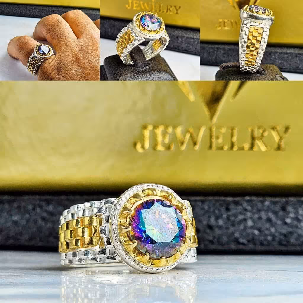 انگشتر توپاز هفت رنگ 
رکاب رولکسی  چنگی  
عیار نقره 925ارسال رایگان 