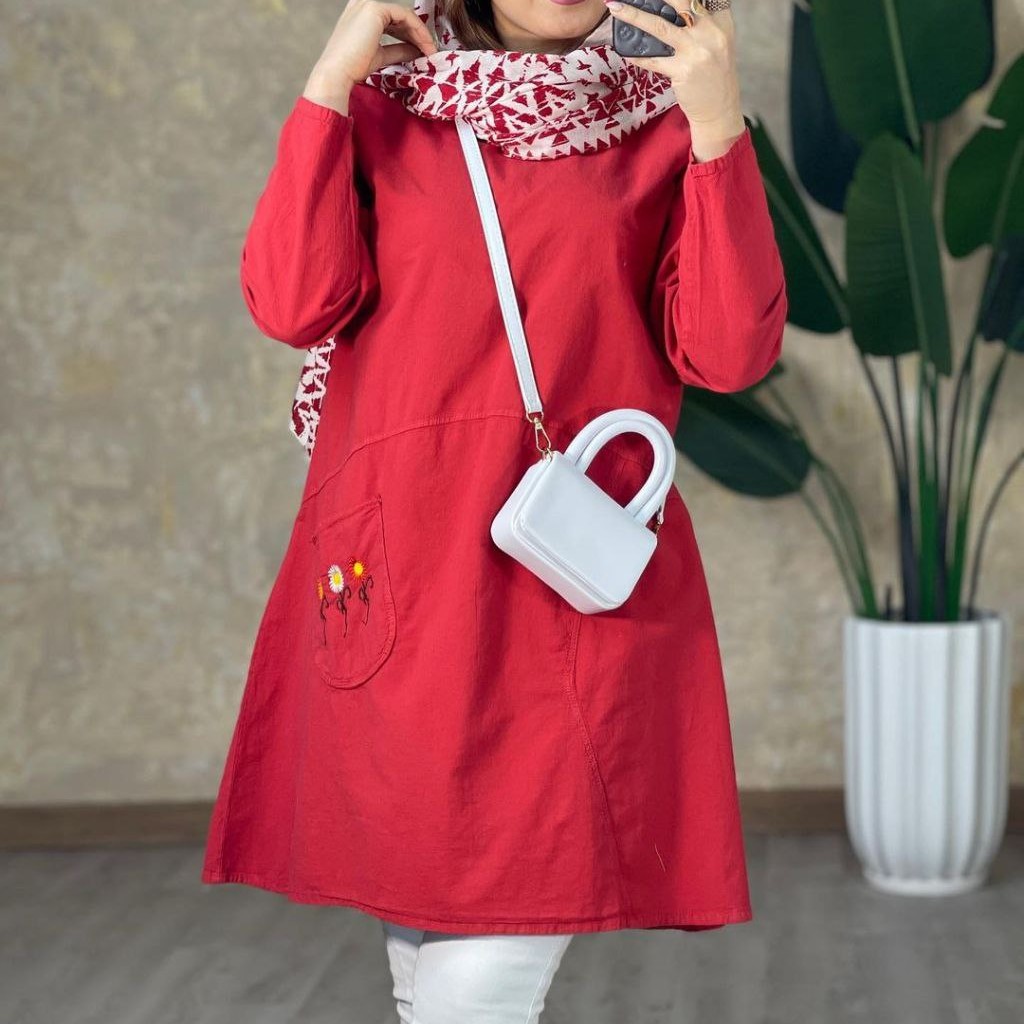 تونیک جیب گلدوزی الیاف طبیعی