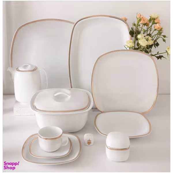 سرویس غذاخوری 98 پارچه چینی زرین ایران سری کواترو مدل ریوا درجه عالی