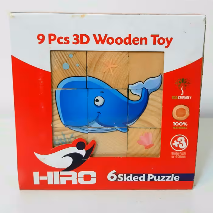 پازل 6 وجهی چوبی 9 تکه 3.3 ( طرح آبزیان) سدای شاد