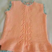 سارافون دخترانه رنگ صورتی ملایم با حاشیه آبی مناسب برای 1.5 تا 2 سال