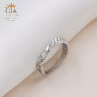 انگشتر نقره زنانه ظریف و ریز بدو نگین طرح طلا کد 15931