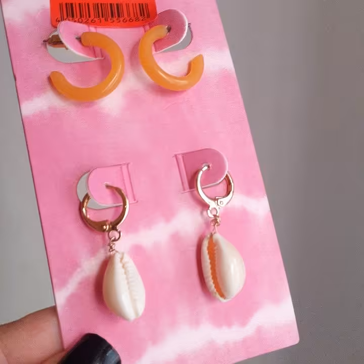 گوشواره صدفی گوشواره صدف پک گوشواره گوشواره رنگ ثابت گوشواره استیل گوشواره تابستونه گوشواره فانتزی 