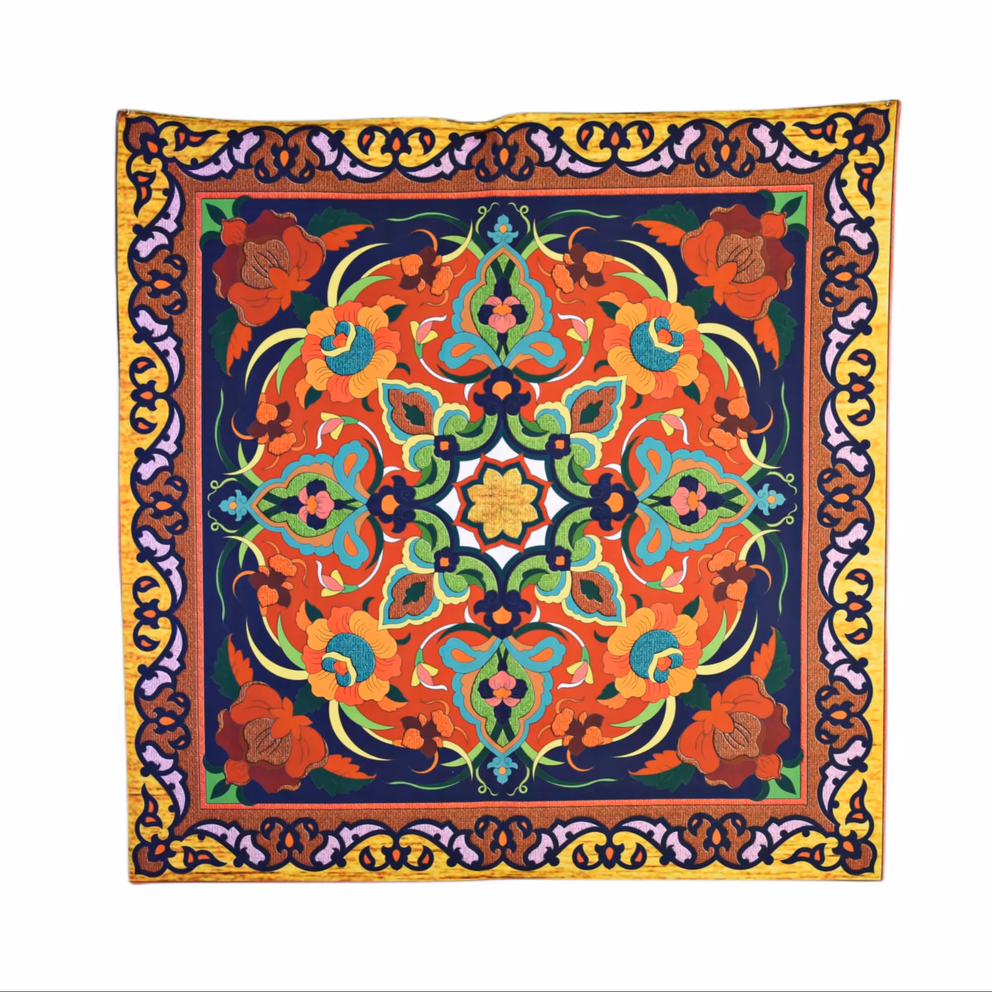 رومیزی مدل مخمل طرح کاشی کد 129