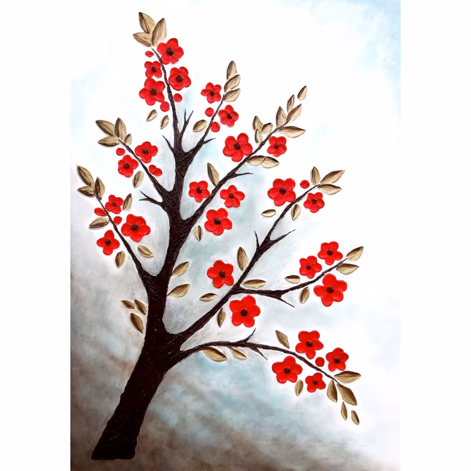 تابلو برجسته طرح شکوفه (سایز  50 در 70)(پس کرایه و هزینه ارسال در مقصد)