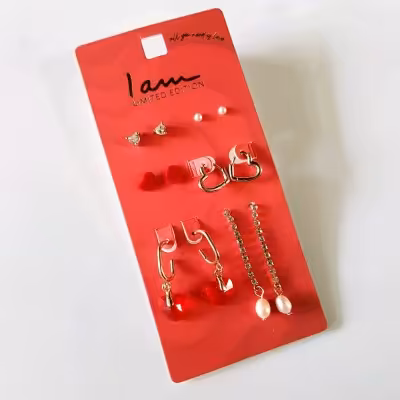 پک شش جفتی گوشواره قلبی ، کیفیت فوق العاده عالی و بسیار زیبا