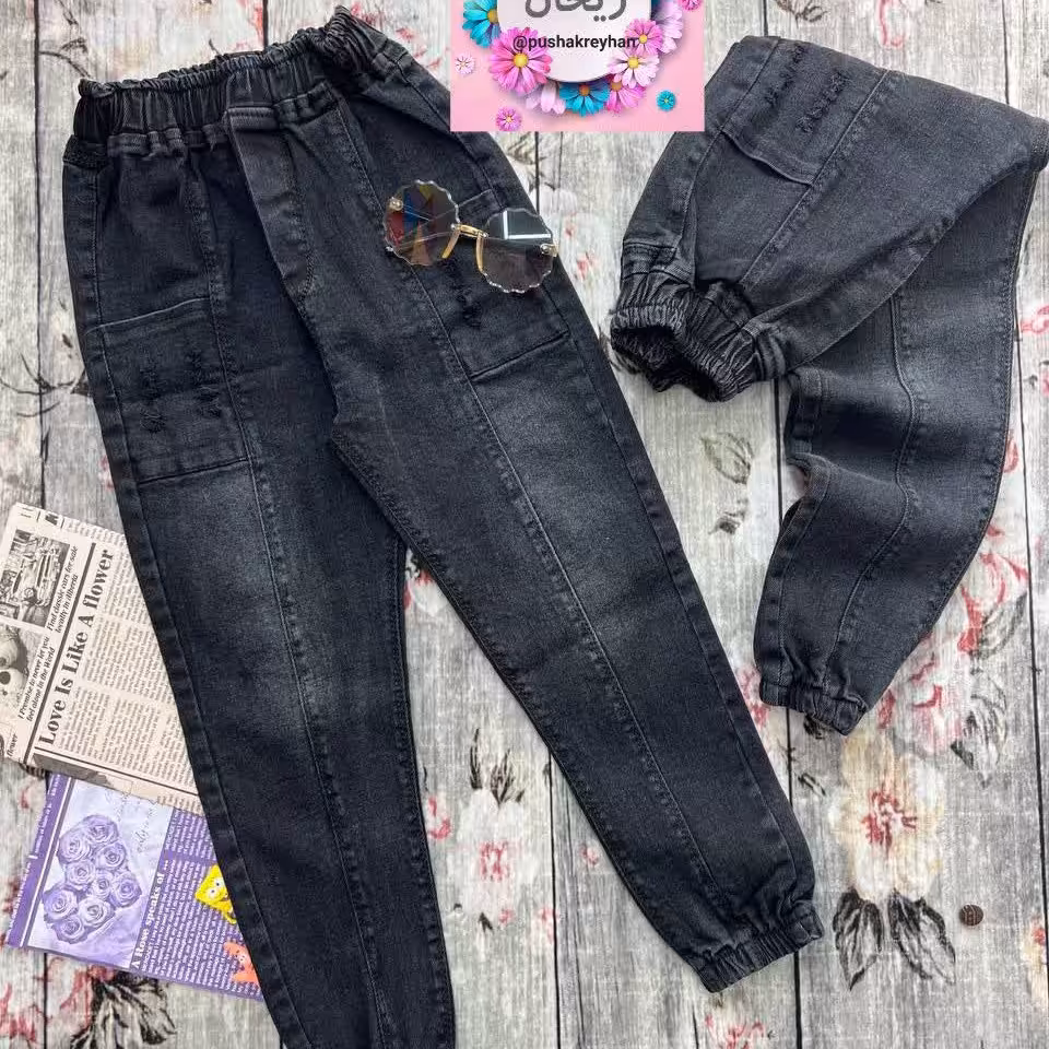 شلوار لی اسپرت زغالی سایز 55 60 65 85