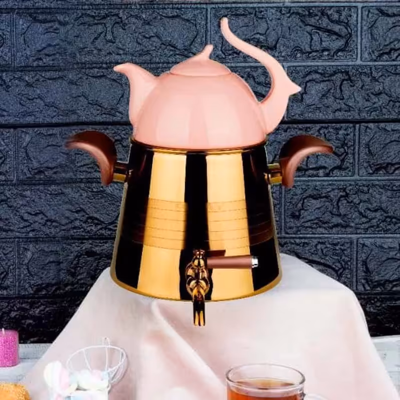 ست کتری و قوری کروپ ست مدل ویونا رزگلد PVD کد 501