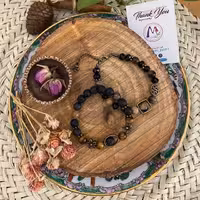 ست دستبند دوتایی سنگ اونیکس و چشم ببر 