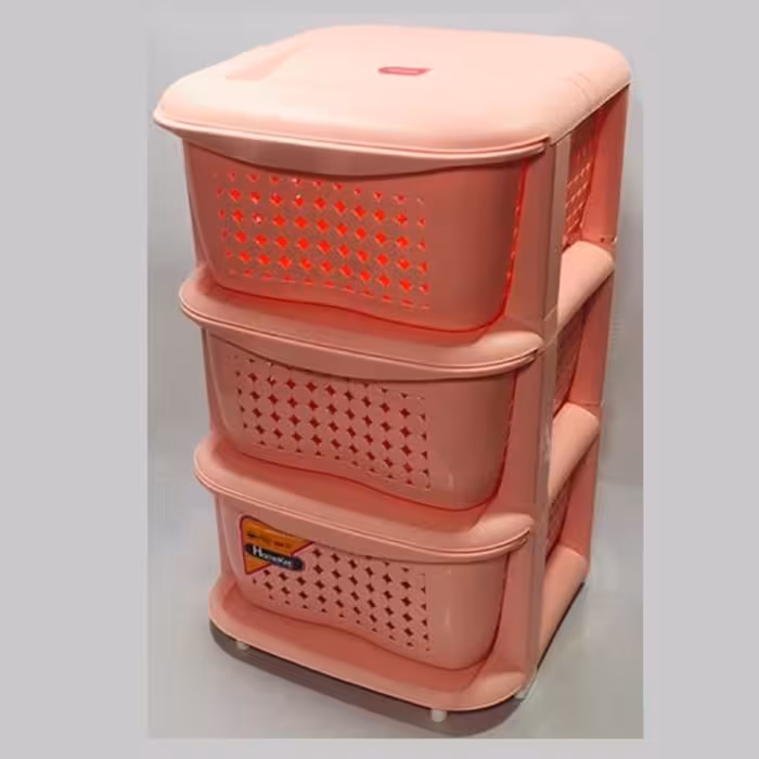 دراور فانتزی 3طبقه مایا کد 1822 برند معتبر هوم کت رنگ صورتی پاستیلی