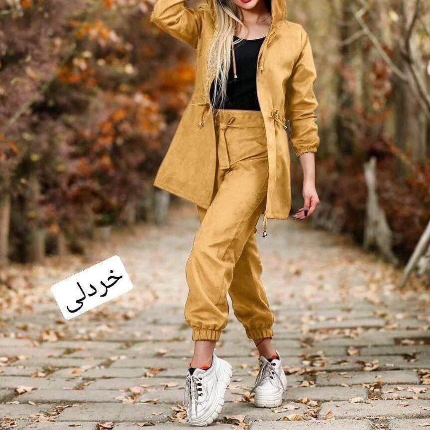 هودی و شلوار زنانه جنس میکرو درجه یک کلاهدار فری سایز تا 44